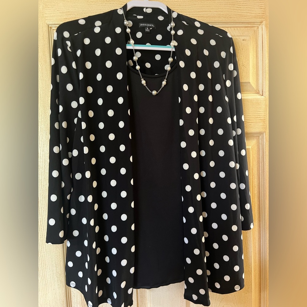 Ava & Grace black and white polka dot top